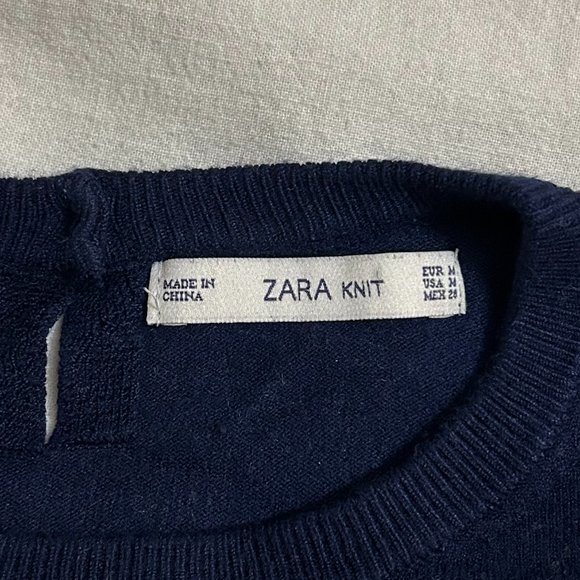 Zara Knit Navy Blue Sweater (Size M) - Picture 2 of 3